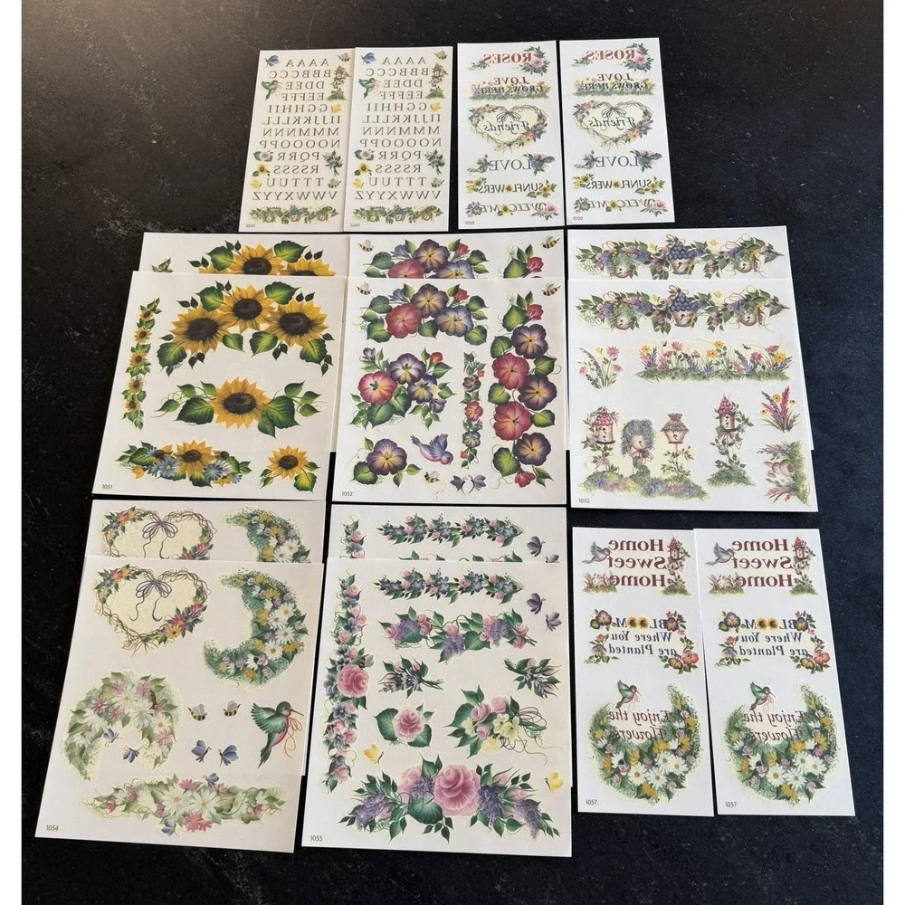 Plaid FolkArt Rub‎ On Transfers 2001 Farmhouse Floral Sunflower Lot